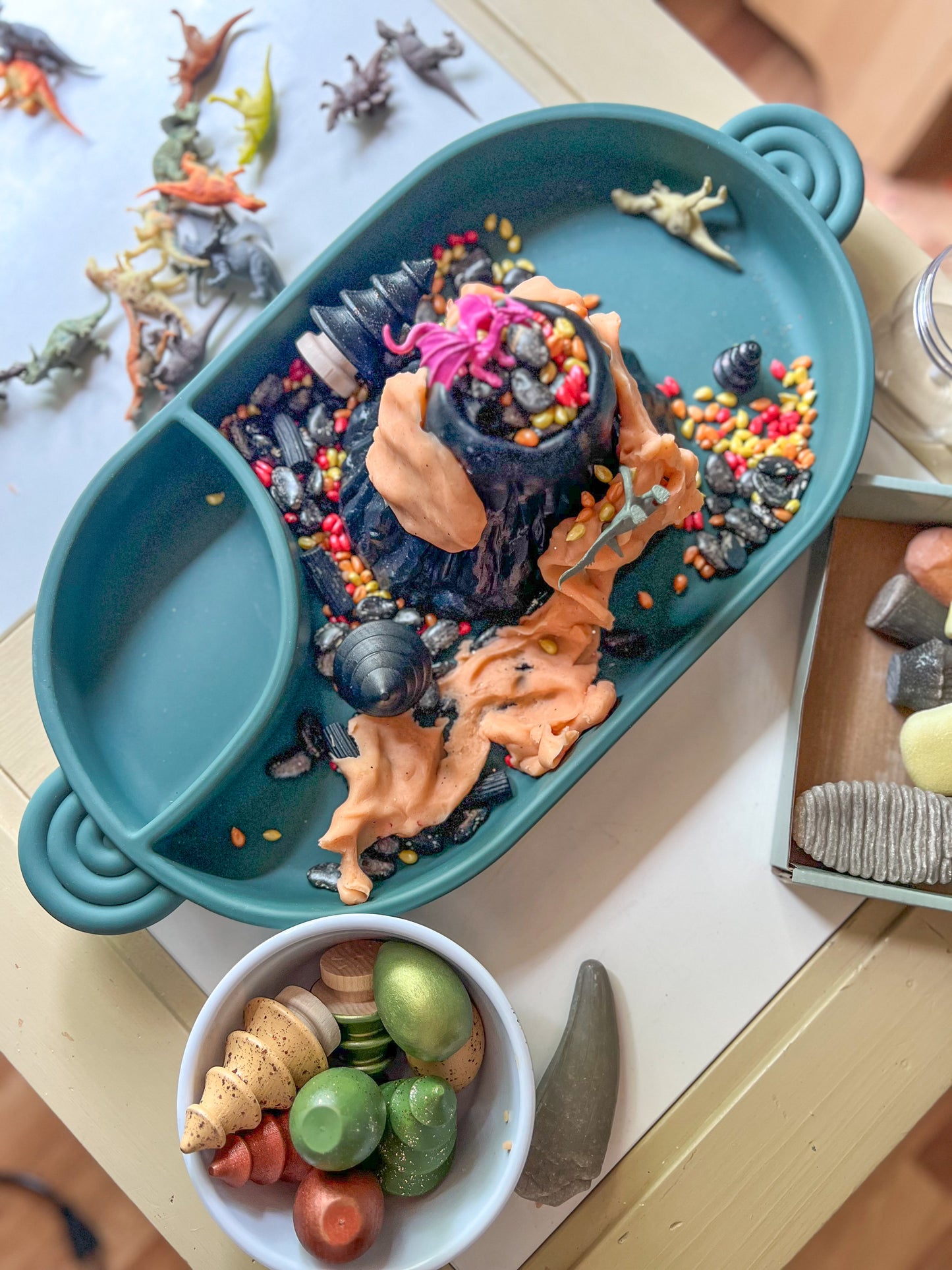 Build a Volcano Sensory Bin Filler