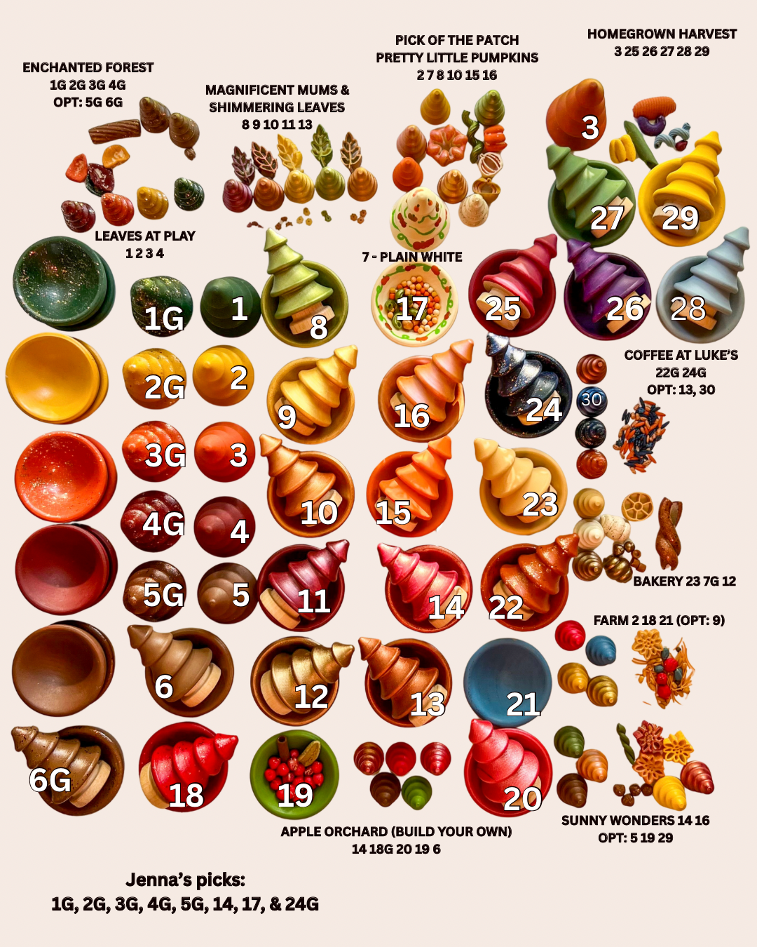 Fall 3-PC SET (Single Color Bowl, Tree, & Mini)