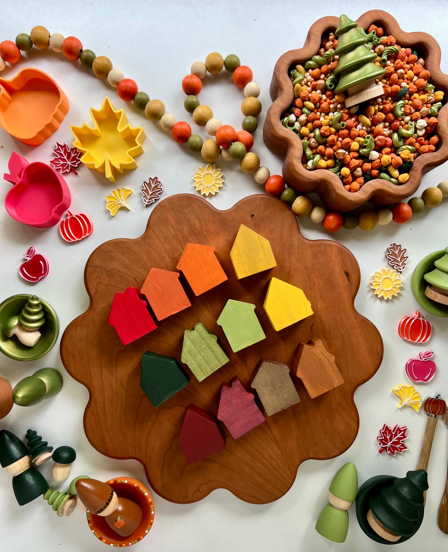 Autumn Neighborhood Wooden Mini Houses (set of 12)