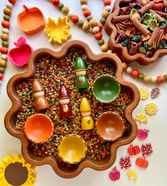 Deluxe Fall Wooden Accessories (Dotted Bowls & Gnomes)