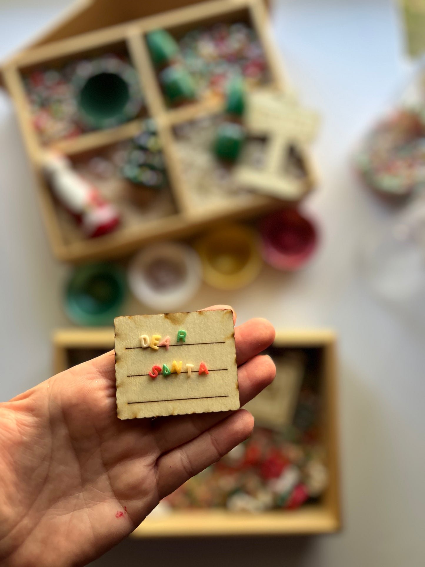 Letters to Santa Sensory Play Kit with wooden postcards