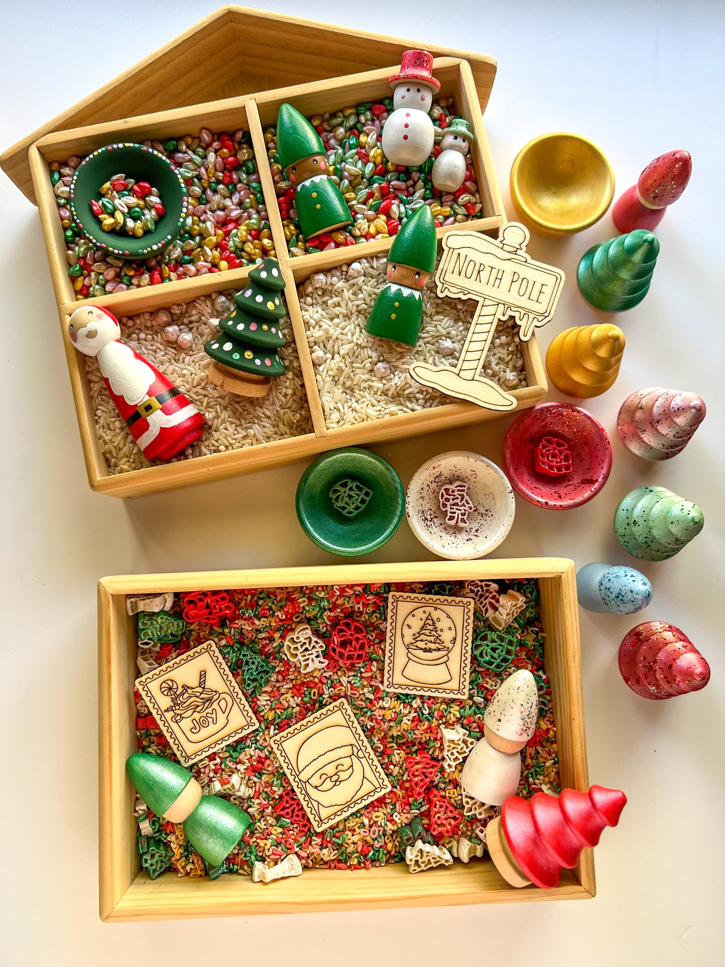 Letters to Santa Sensory Play Kit with wooden postcards