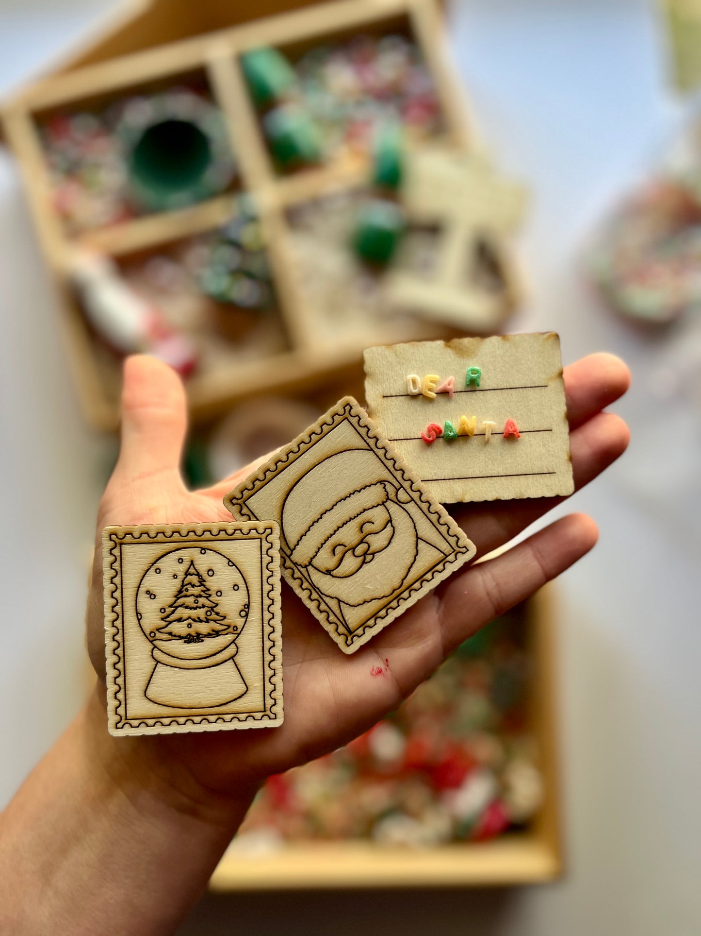 Letters to Santa Sensory Play Kit with wooden postcards