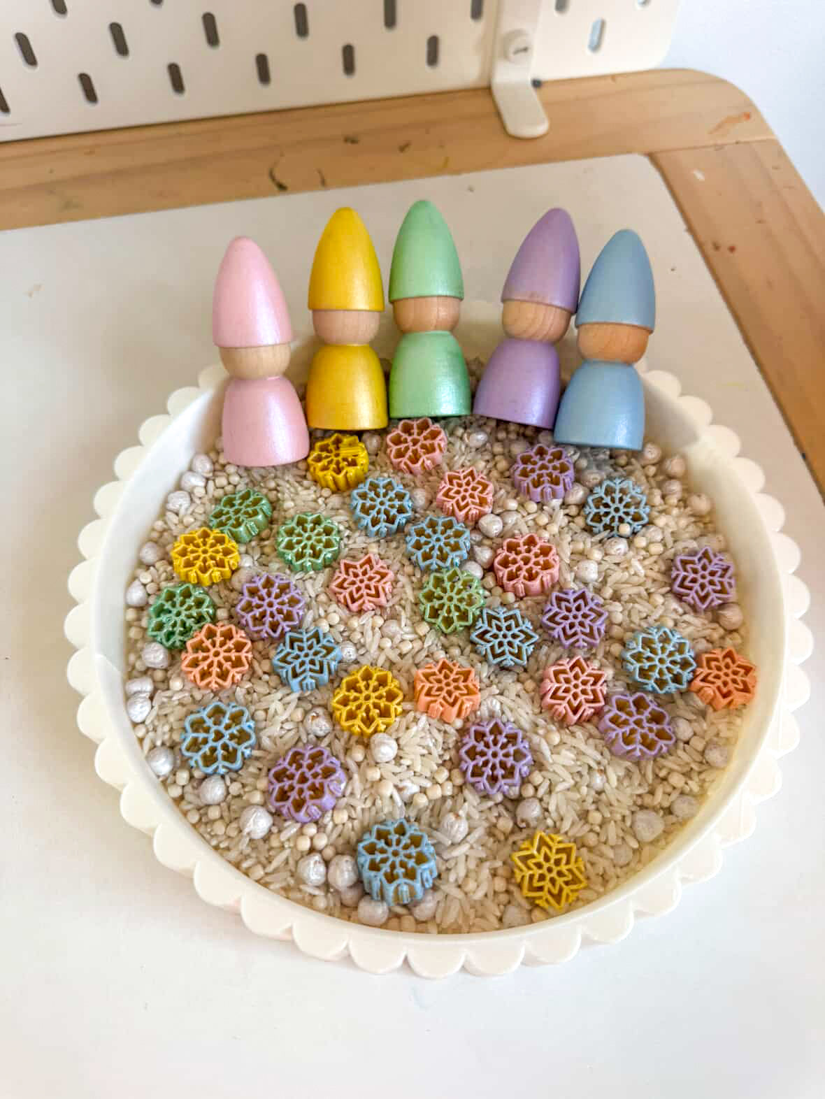 Frosted Rainbow Snowflakes Sensory Bin Filler